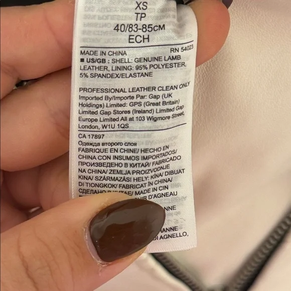 Banana Republic Leather Moto Jacket,‎ White SIZE XS             #425039 N0714 - Picture 9 of 9